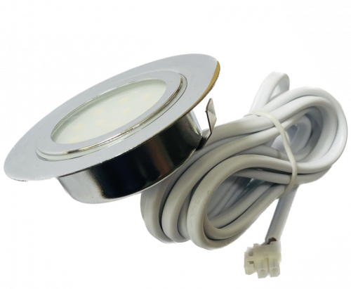 3er Set Flache LED-Möbel-Spots New Lina IP44, 12V, 2,2W, inklusive Plug & Play Trafo. Chrom