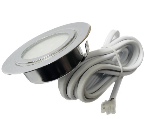 3er Set Flache LED-Möbel-Spots New Lina IP44, 12V, 2,2W, inklusive Plug & Play Trafo. Chrom