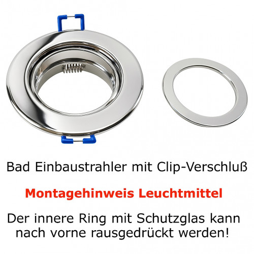 3W LED Bad Einbauleuchte Marina 230 Volt / IP44 / Clipring / 250 Lumen