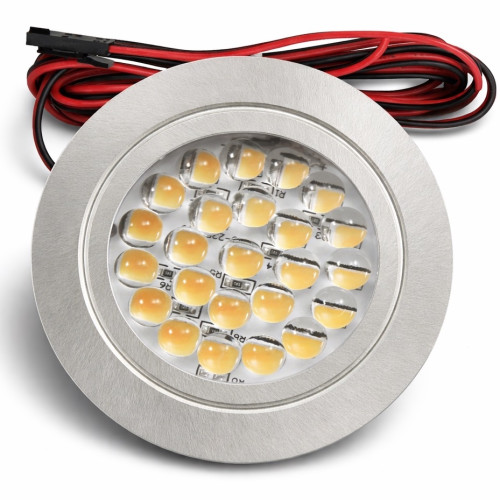 4er Set / Flache LED Einbauspots Mira / 12Volt / 2,4W / Kabelbaum / Stecker/ Verteilerleiste / LED Trafo vormontiert