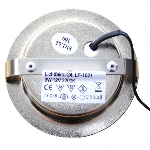 5er Set / Flache LED Einbauspots Lina / 12Volt / 3W / Kabelbaum / Stecker/ Verteilerleiste / LED Trafo / Einbautiefe nur 12mm
