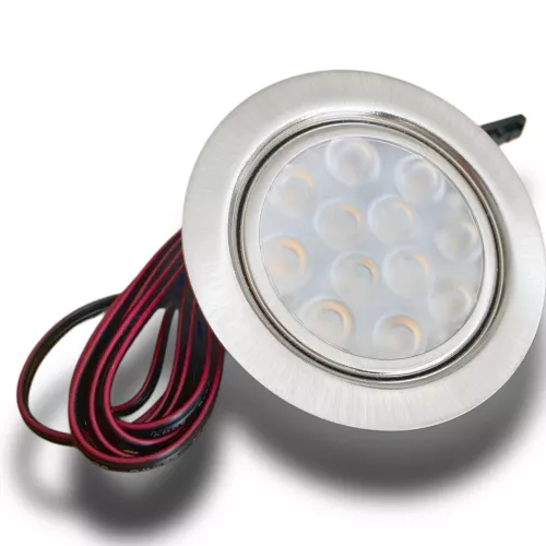 5er Set / Flache LED Einbauspots Lina / 12Volt / 3W / Kabelbaum / Stecker/ Verteilerleiste / LED Trafo / Schnurschalter
