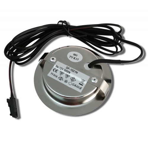 5er Set / Flache LED Einbauspots Lina / 12Volt / 3W / Kabelbaum / Stecker/ Verteilerleiste / LED Trafo vormontiert