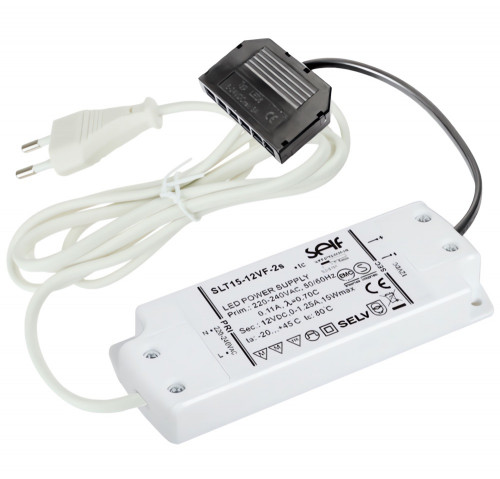 5er Set / Flache LED Einbauspots Mila / 12Volt / 2,4W / Kabelbaum / Stecker/ Verteilerleiste / LED Trafo vormontiert