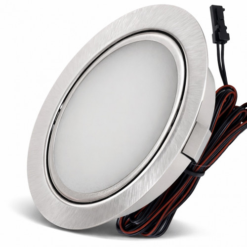 6 Stück - Flache LED Möbel Einbauleuchte Milena 12Volt - 3Watt - 190Lumen - Milchglas