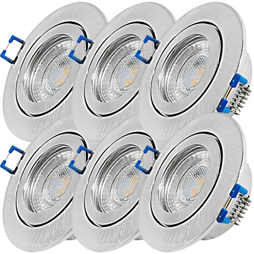 6er Set = 12Volt Bad Einbaustrahler Marina | IP44 | 3W | MCOB LED | inklusive LED Trafo 20Watt