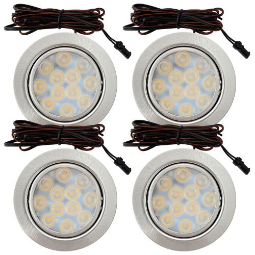 6er Set Flache LED Möbel Einbauspots Lina 12V - 3W - mit Dimmer und Fernbedienung