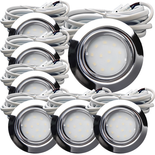 7er Set | Flache LED Möbel Einbauspots New Lina | 12V | 2W | LED Trafos | 72mm