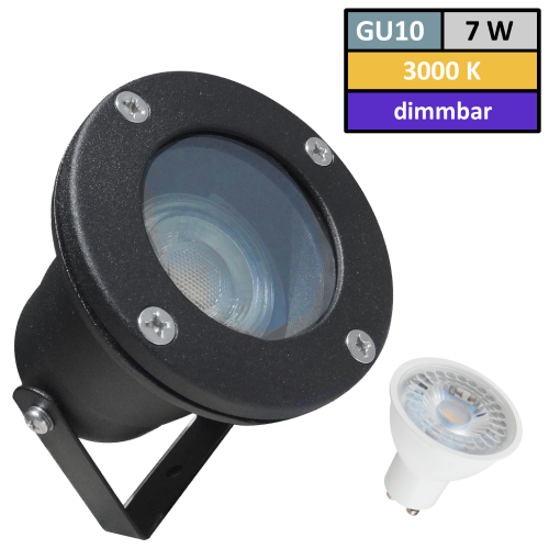 7Watt - IP65 LED Boden Einbaustrahler | Aufbaustrahler | 230Volt | DIMMBAR