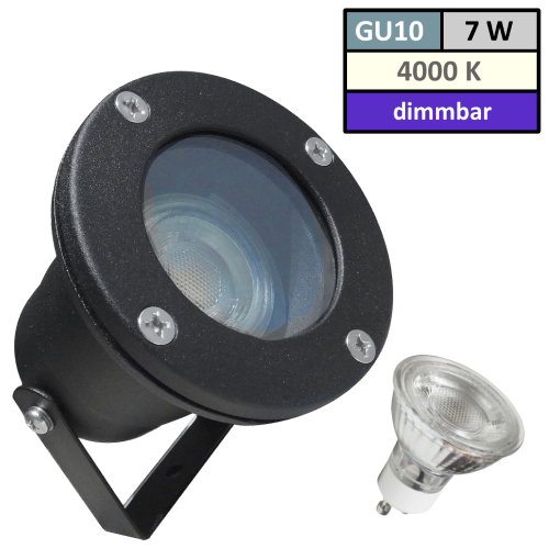 7Watt - IP65 LED Boden Einbaustrahler | Aufbaustrahler | 230Volt | DIMMBAR