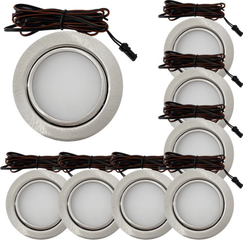 8 Stück - Flache LED Möbel Einbauleuchte Milena 12V - 3W - Mit 2 x LED Trafo und Verteiler