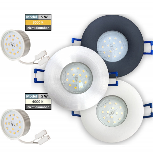 85mm IP44 LED Bad Einbauspots | 230V | 5W | Loch = 60 - 70mm | Schraubadapter