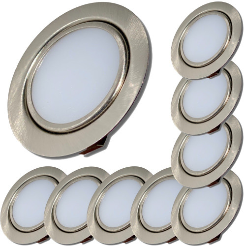 9 Stück - Flache LED Möbel Einbauleuchte Milena 12V - 3W - Mit 2 x LED Trafo und Verteiler
