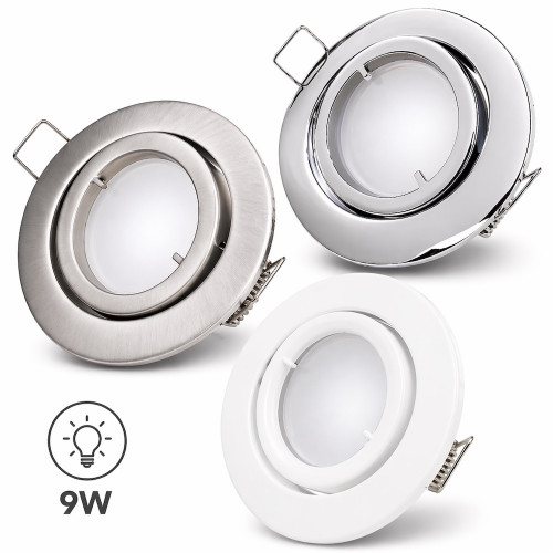 9 Watt LED Einbaustrahler Timo | 900 Lumen | 230Volt | Gu10 Fassung | IP20