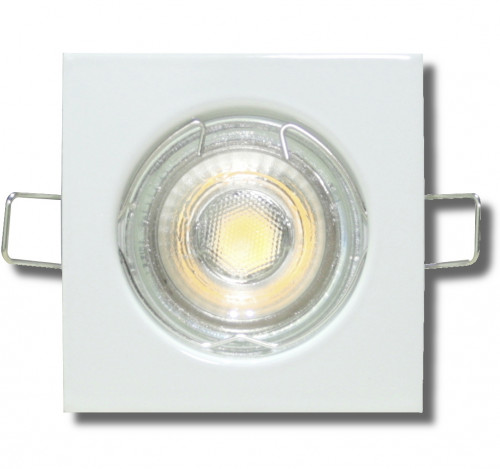 MCOB LED Einbaustrahler Tom / 230V / 3Watt / Eckig / Silber / Weiss