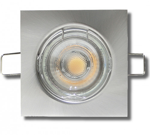 MCOB LED Einbaustrahler Tom / 230V / 3Watt / Eckig / Silber / Weiss