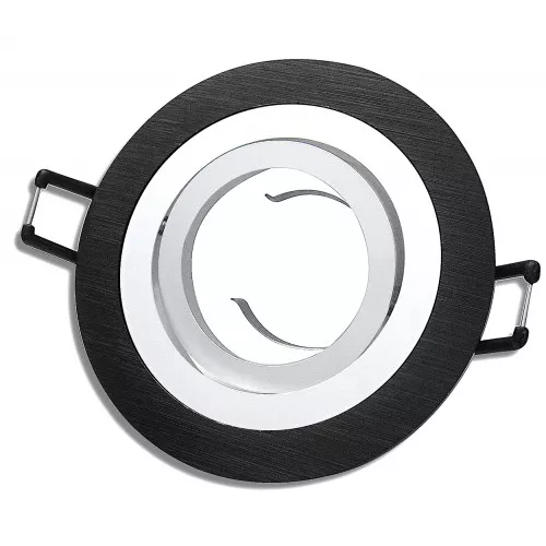 Decken Einbaufassung Sandy 12V und 230V, OHNE Leuchtmittel, schwenkbar, Schwarz