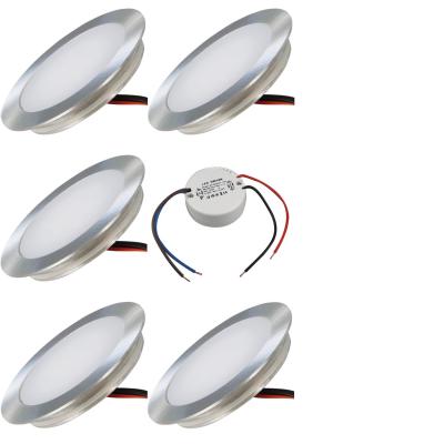 5 x SMD Bodeneinbauspots 12Volt + LED Transformator. Für Laminat, Parkett, Fliesen usw. Begehbar - IP67. Abwaschbar.