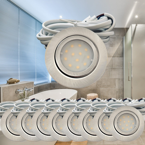 9er Set | Flache LED Möbel Einbauspots New Lina | 12V | 2W | LED Trafos | 72mm