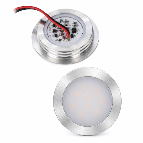 9er Set SMD Bodeneinbauspots 12Volt + 2 x LED Rundtrafo. Für Laminat, Parkett, Fliesen usw. Begehbar - IP67. Abwaschbar.