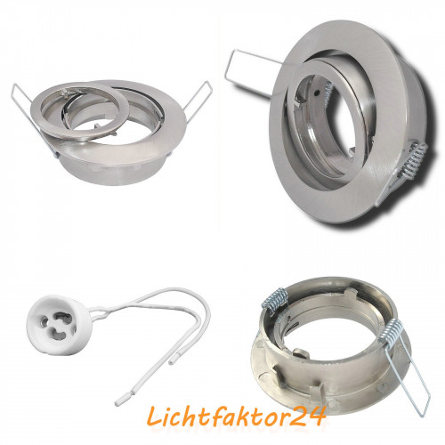 Decken Einbaustrahler Timo 230Volt - Ohne Leuchtmittel mit Gu10 Strom Fassung - Farbe Edelstahl gebürstet