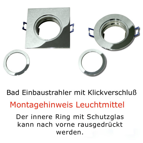 Eckiger Bad Einbaustrahler Marin / 12Volt / IP44 / Ohne LED Leuchtmittel