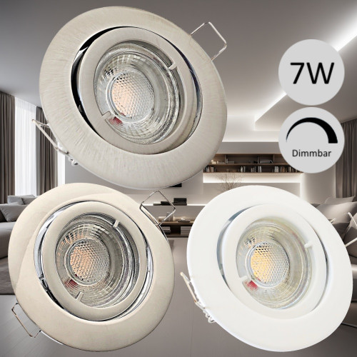 Einbauleuchte Timo / 230V / MCOB LED / 7Watt / DIMMBAR / Aluminium / Gu10 / Schwenkbar