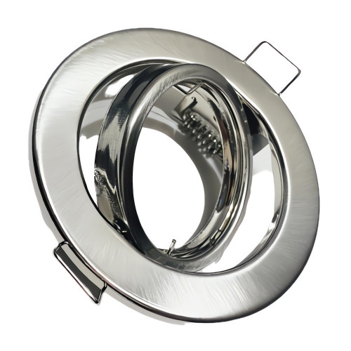 Einbaurahmen GU10 230V Edelstahl – schwenkbar, Ø68–75mm, für LED/Halogen Ø50mm, ohne Leuchtmittel