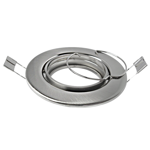 Einbaurahmen GU10 230V Edelstahl – schwenkbar, Ø68–75mm, für LED/Halogen Ø50mm, ohne Leuchtmittel