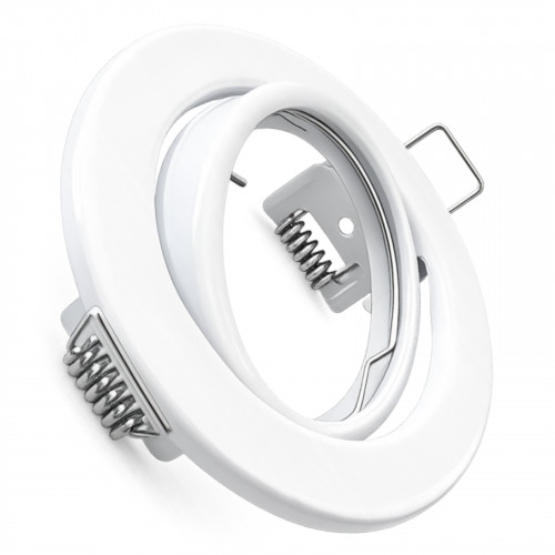 Einbaurahmen GU10 230V Weiß – schwenkbar, Ø68–75mm, für LED/Halogen Ø50mm, ohne Leuchtmittel
