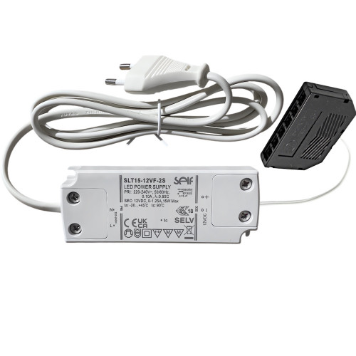 Elektronischer LED Trafo / Treiber / 15W / inkl. Zuleitung und 6-fach Verteiler für Mini AMP Stecker