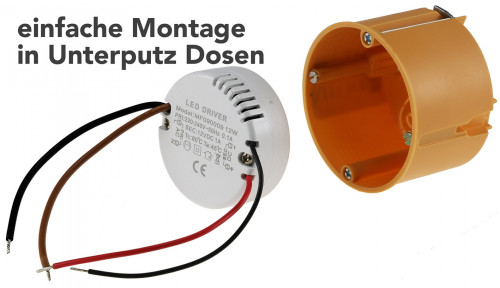 Elektronischer LED Transformator / 0.5 -> 12Watt / 230V~ auf 12V= / Rund ø x H - 55 x 23