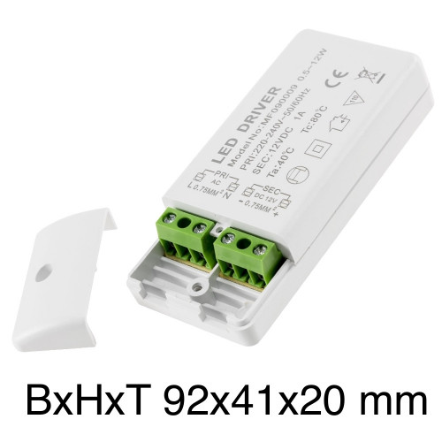 Elektronischer LED Transformator 12W mit Miniverteiler 230V Zuleitung