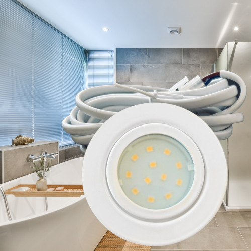 Flache IP44 LED Möbel Einbauspots New Lina 12V - 2W - Weiss - 72mm
