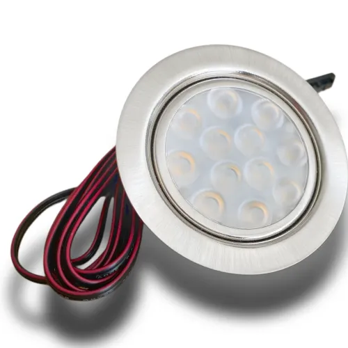 Flache LED Möbel Einbauleuchte Lina 12V - 3W - Stromkabel 1.8m - ohne Transformator