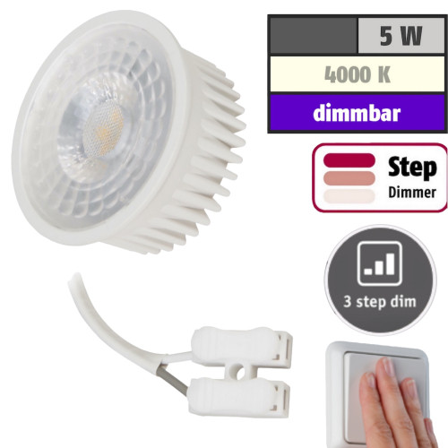 Flacher 5W LED Bad Einbaustrahler Marin 230Volt / IP44 / LED Modul / STEP DIMMBAR