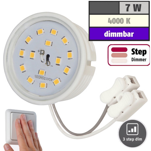 Flacher SMD LED Einbaustrahler Dario | 220Volt | 7Watt | STEP DIMMBAR | ET=32mm