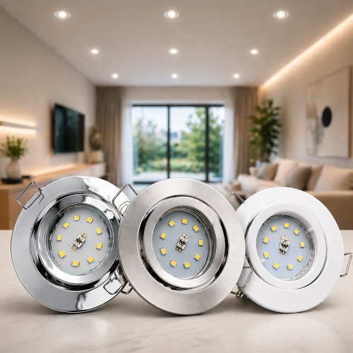Flacher SMD LED Einbaustrahler Timo / 220Volt / 5Watt / 100% DIMMBAR / ET=32mm