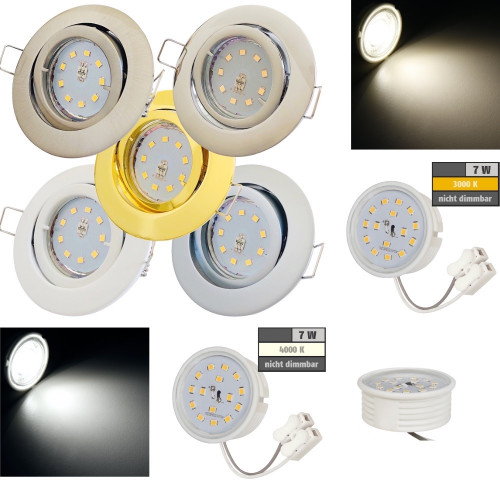 Flacher SMD LED Einbaustrahler Timo / 220Volt / 7Watt LED Lampenmodul / ET=32mm