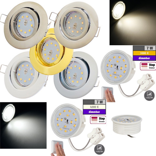 Flacher SMD LED Einbaustrahler Timo | 220Volt | 7Watt | STEP DIMMBAR | ET=32mm