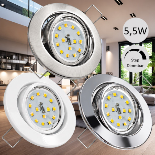 Flacher SMD LED Einbaustrahler Tomas | 230V | 5W | STEP DIMMBAR | ET=30mm