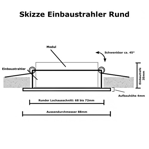 Flacher SMD LED Einbaustrahler Tomas | 230V | 5Watt | DIMMBAR | ET=30mm