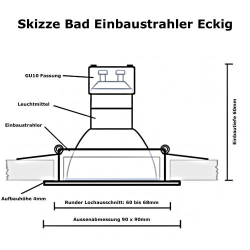 IP44 | SMD LED Einbauleuchten Marin | 5Watt | 230Volt | Quadratisch