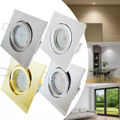 LED Einbaustrahler Dario 7W, schwenkbar, flach, Edelstahl gebürstet / Weiß