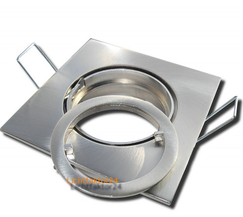 LED Einbaustrahler Dario 7W, schwenkbar, flach, Edelstahl gebürstet / Weiß