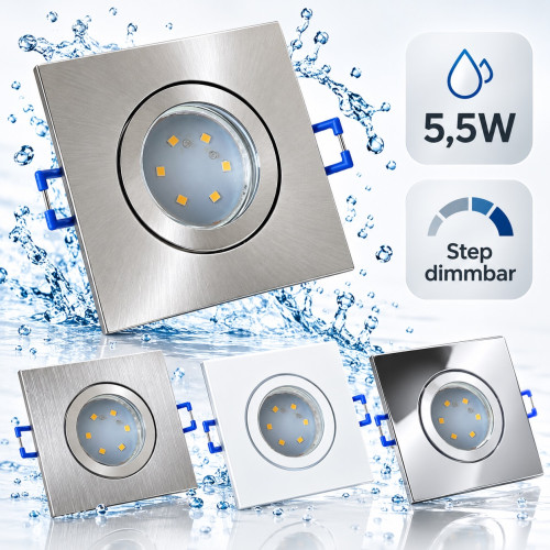LED Einbaustrahler Marin / 230V / 5W / STEP DIMMBAR / ET = 32mm / IP44