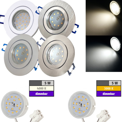 LED Einbaustrahler Marina / 230V / 5W / DIMMBAR / Loch=60 - 68mm / ET=32mm