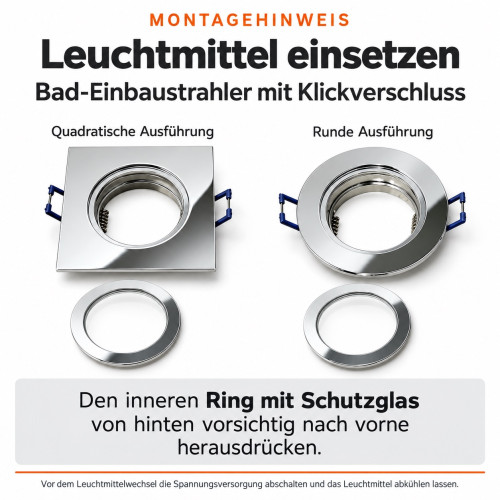 LED Einbaustrahler Marina / 230V / 5W / ET = 32mm / IP44 / Milchglas