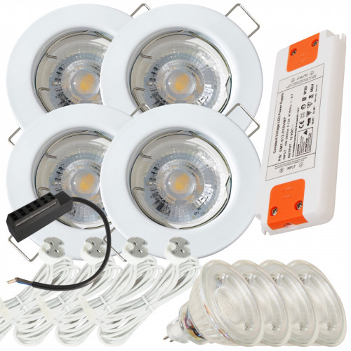 LED Einbaustrahler „Tom“ – 12V, 3W, GU5.3 MR16, inkl. AMP-System & Trafo