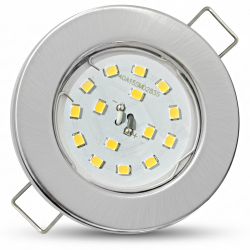 LED Einbaustrahler Tom | Flach | 230V | 5W | ET-28mm | Edelstahl gebürstet | DIMMBAR
